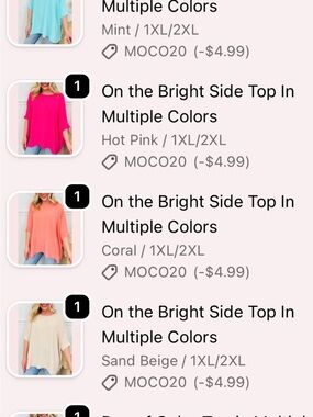 MOCO Boutique Oversized Tops 2X Bundle – Multiple Colors – New